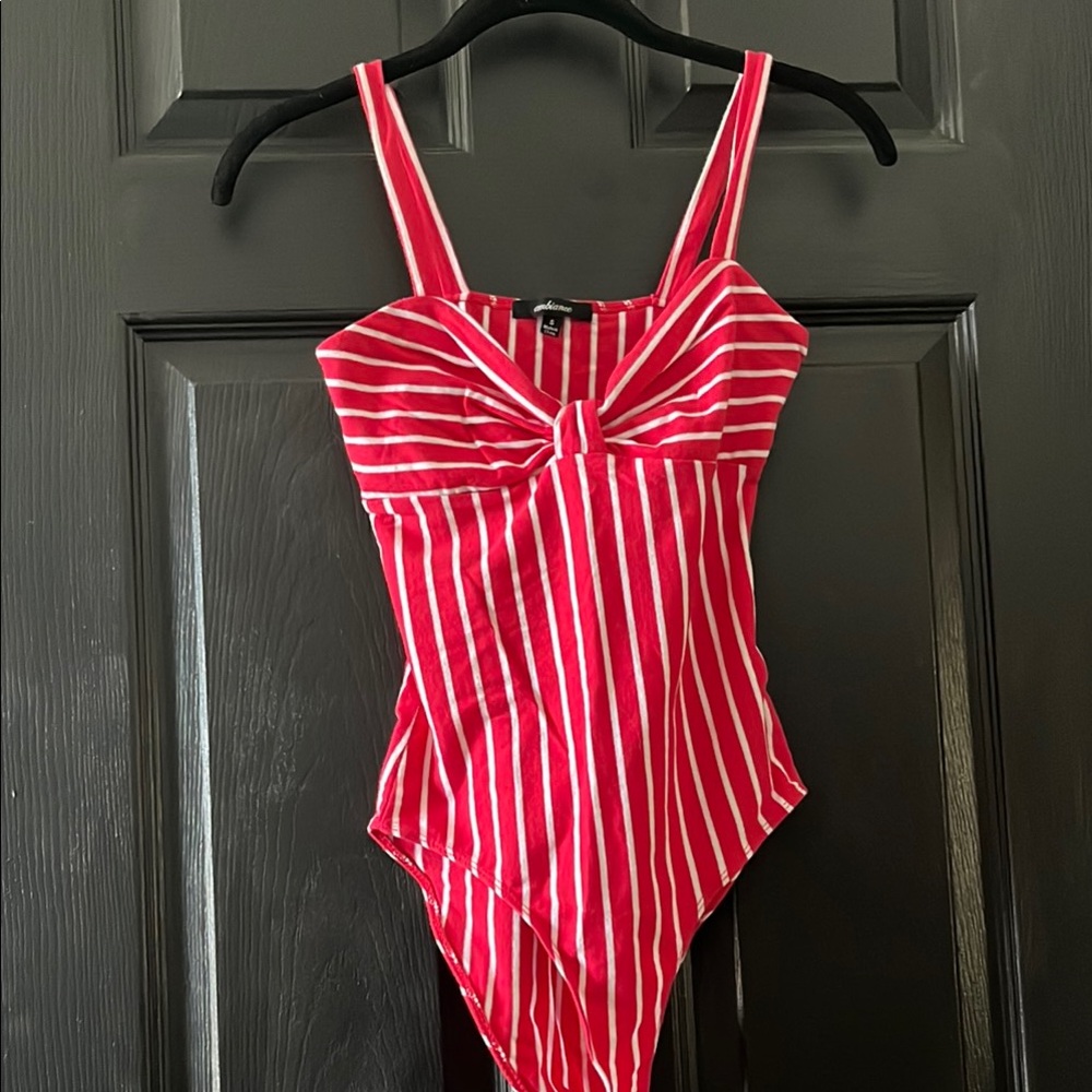 Red and White Striped Bodysuit